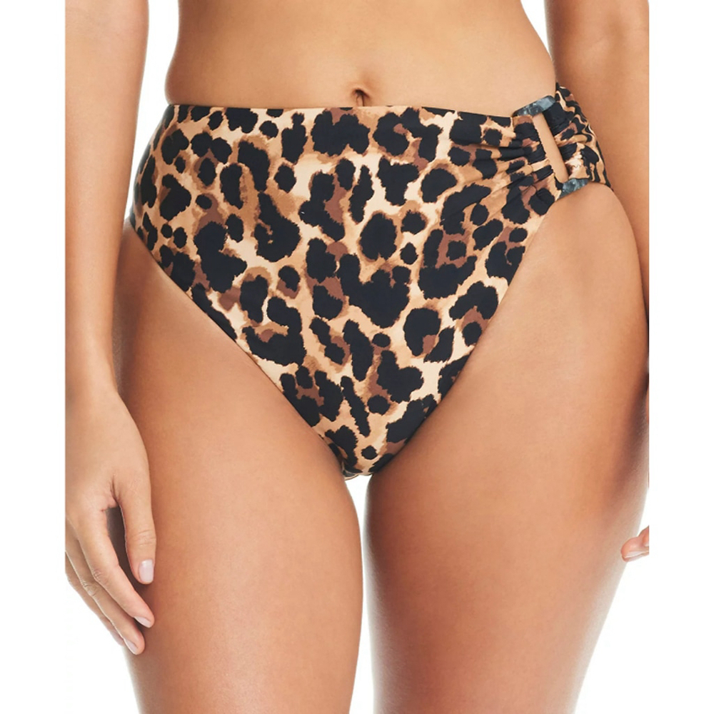 Bar III Women's Small Cheetah-Print Bikini High-Waisted Bottoms NWT